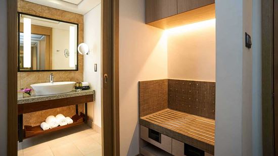 Superior Luggage Bench and Bathroom